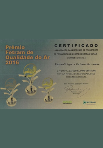 Prêmio FETRAM de Qualidade do ar 2016 – DESPOLUIR – Matriz