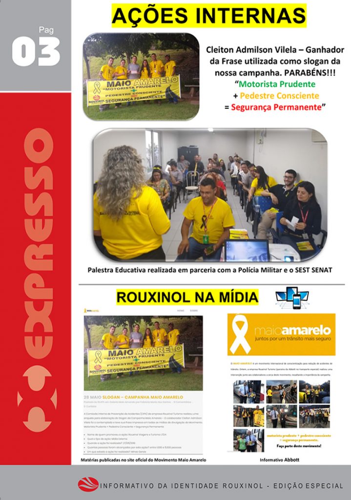 Informativo "Expresso Rouxinol" - Edição especial maio amarelo 2019, pag03